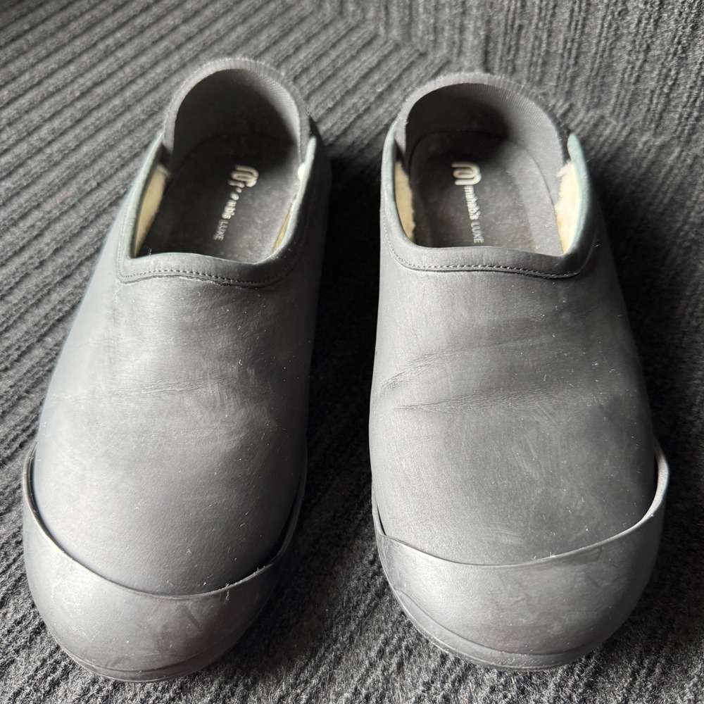 Mahabis Luxe Leather Slippers Black Wool Lined EU 37 LU160101 Womens